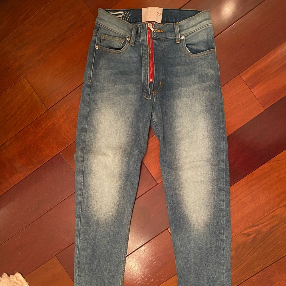 REVICE red heart jeans with front zipper size 27